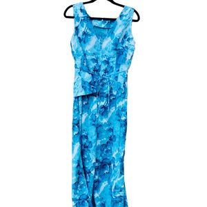 Spago Collection Dress Teal & White Maxi